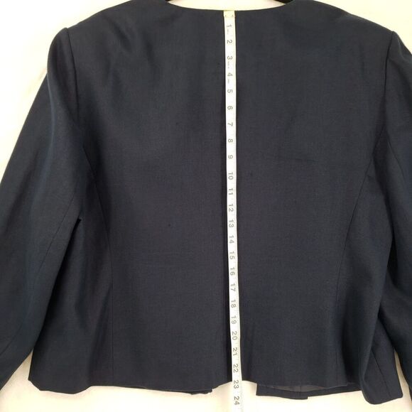 Talbots Blazer Womens 20W Navy Blue Irish Linen Lined Career Suit Jacket Pockets - Picture 7 of 9